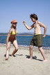 Mother and son on beach
