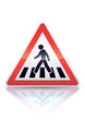 Panneau de danger passage pour piéton (reflet métal)