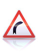 Panneau de danger virage à droite (reflet métal)