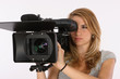 Beautiful Blond Girl Using A Professional Video Camera Beautiful Blond Girl Using A Professional Video Camera