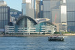 Hong Kong Convention and Exhibition Centre and ferry in habor
