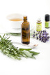 Herbal medicine and a cup of tea. Isolated on white.
