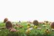 Easter eggs on artificial meadow