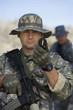Soldier using compass