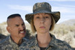 Portrait of female soldier and commander