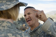 Commander yelling at female soldier