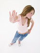 Teenager raising hand