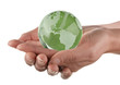 Protecting the earth concept, globe in womans hands