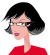 Illustration portrait femme brune à lunettes
