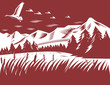 Ducks flying with landscape in the background
