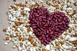 Heart shape symbol made from kidney beans