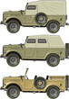 Vector retro jeep set