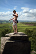 Gathering rope at the top of a climb