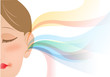 Girl face, hearing colors of music