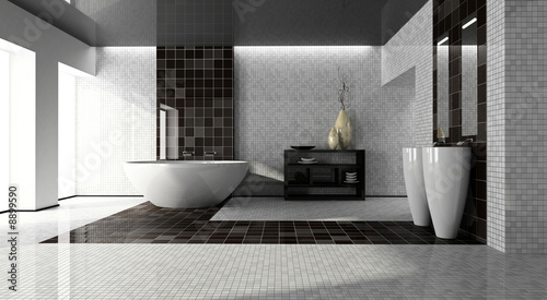 Illustration: Interior of the modern bathroom 3D Interior of the modern bathroom 3D