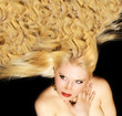 Beautiful lady with luxurious blond hair not isolated