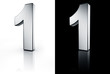 3d rendering of the number 1 in brushed metal