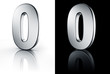 3d rendering of the number 0 in brushed metal