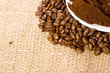 coffee beans, powder on the plate coffee beans, powder on the plate