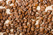 coffee beans background on the textile jute canvas coffee beans background on the textile jute canvas