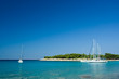 Sail boats docked in beautiful bay, Adriatic sea, Croatia