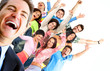 Young happy  people. Isolated ver white background  .