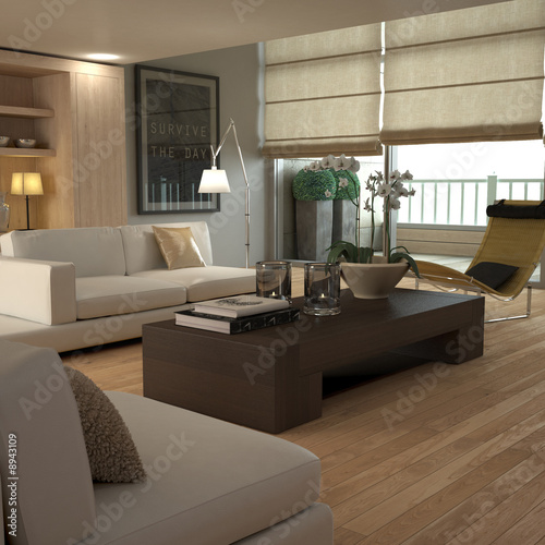 Illustration: Elegant beige modern interior Elegant beige modern interior