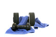 Fitness weights for workout, isolated on white background