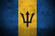 Weathered Flag Of Barbados, fabric textured..