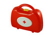 Red and white medical suitcase