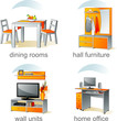 Icon set - home furniture items, part 2 Icon set - home furniture items, part 2