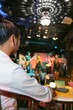 man enjoy live music in pub or bar