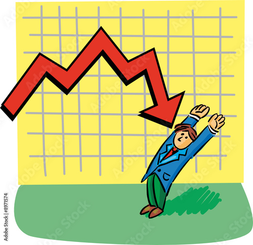 Giant statistic arrow menace a business man