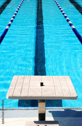 Photo: Starting block at end of swim lane Starting block at end of swim lane