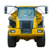 Yellow semi truck isolated front view