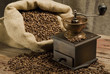 Coffee beans and coffee grinder
