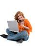 Portrait of a teenager sitting with a laptop computer