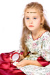 young girl as princess on white background