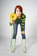 redhead girl with yellow flower
