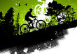 Mountain bike in a forest abstract background Mountain bike in a forest abstract background