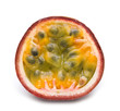 slice fresh passionfruit on white background