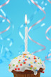 birthday cupcake with white candle