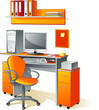Desk, computer, chair, files - office furniture, workplace Desk, computer, chair, files - office furniture, workplace