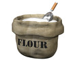 Isolated illustration of an open sack containing flour Isolated illustration of an open sack containing flour