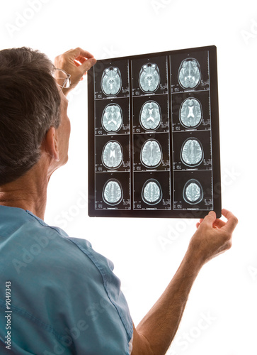 Doctor viewing MRI scans