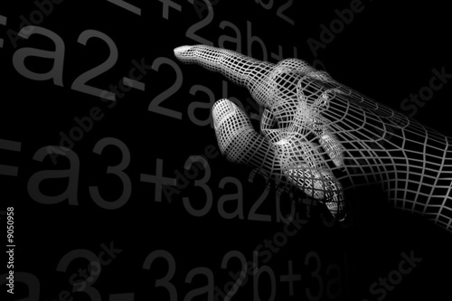 Illustration: cyber hand mathemathics 3d abstract cyber hand mathemathics 3d abstract