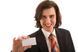 Young handsome man on white isolated background