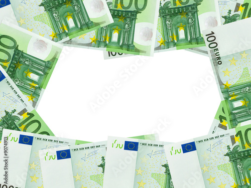 Photo: Frame made of money isolated on white background Frame made of money isolated on white background