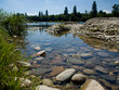 Mosaïque de cailloux dans le fond de la rivière