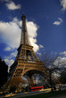 The Eiffel Tower, wide-angle view.